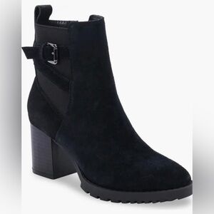 NIB Blondo Treasure Block Heel Zipper Waterproof Suede Bootie